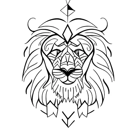 A Minimalist Tattoo Of A Lion Hiking Up A Mountain Trail