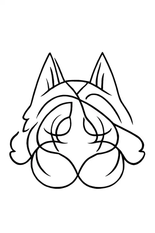 Wolf Head And A Gemini Sign Incorporated