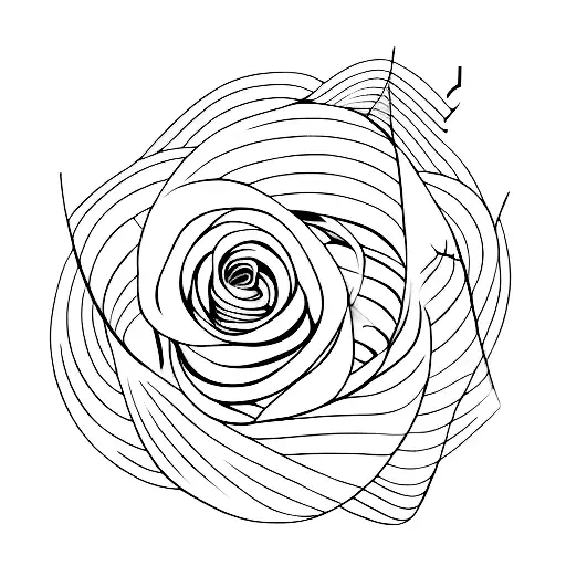 A Minimalist Tattoo Of A Music Sheet Intertwined With A Rose Stem