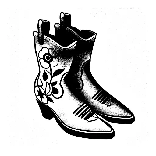 A Cowboy Boot With Flowers Inside