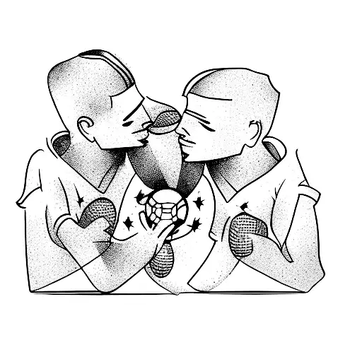 Two Soccer Players Kissing