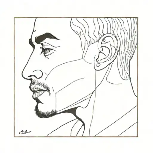 Enzo Jude With Fine Line Art Of Side Profile Of Face