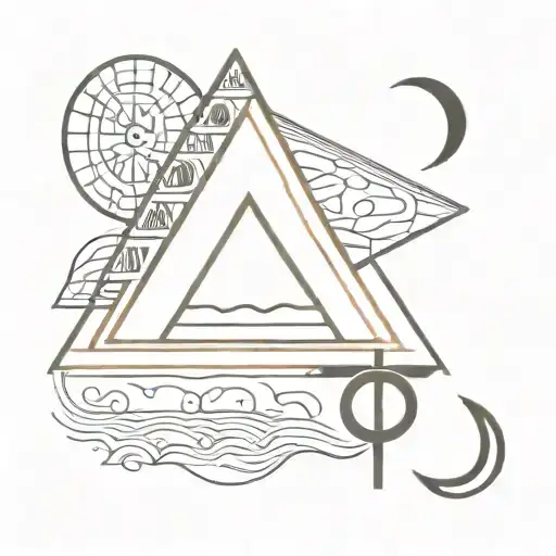 Egypt Pyramids Moon Ankh Symbol With Eye