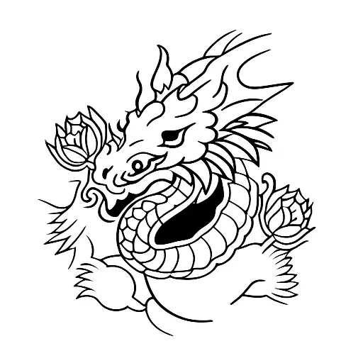 Dragon With Flowers