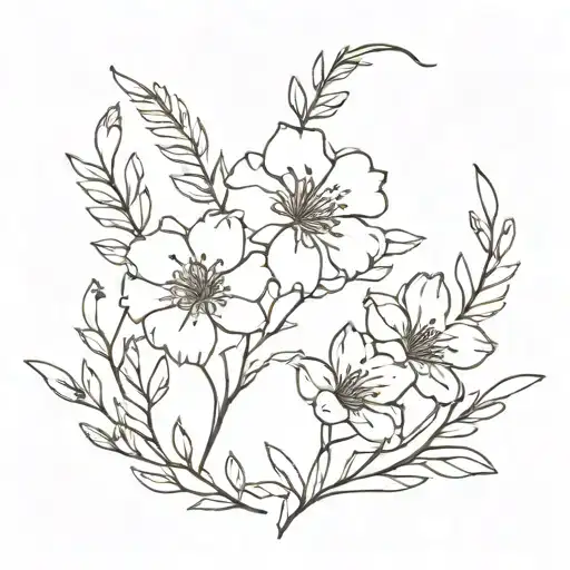 Birth Flower Boquet June And October Outline