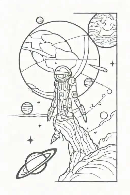 Minimal Drawing With Planet Mars