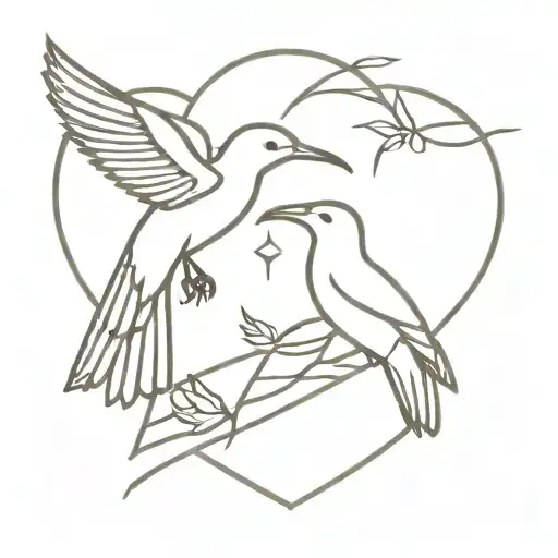 A Hummingbird And A Bald Eagle Intertwined In A Heart Shape