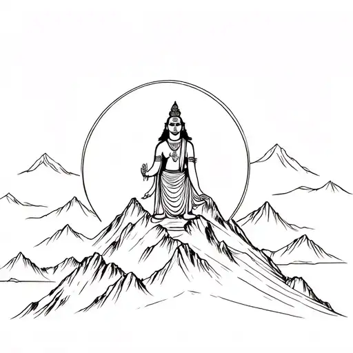 Shiva Standing On Mountain Landscape