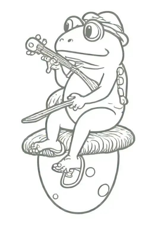 Toad Playing A Banjo While Sitting On A Mushroom Wearing Sneakers