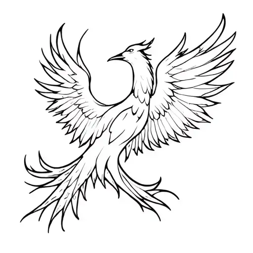 Fine Line Tattoo Pheonix Rising From Ashes