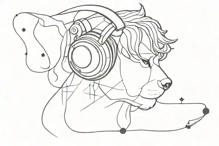 Canis Major Constellation Line Art With Headphones
