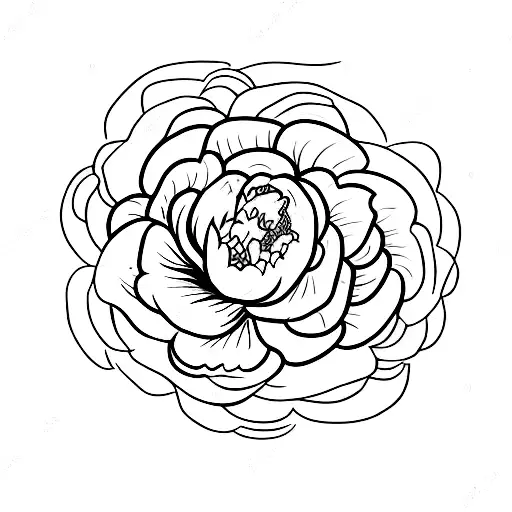 A Sketch-style Peony Flower Intertwined With A Taurus Symbol