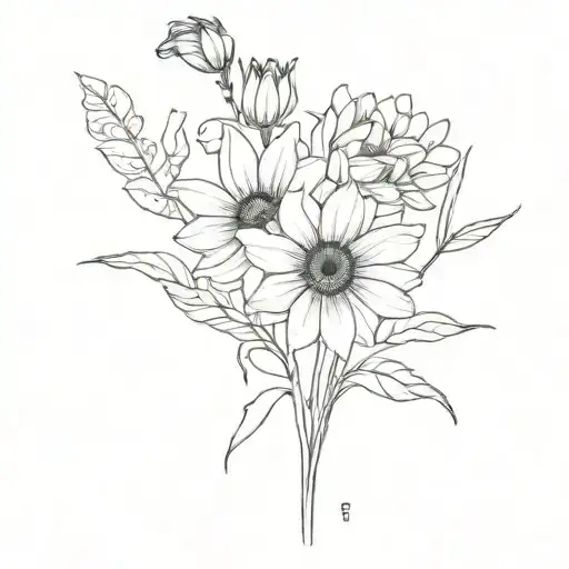 Sunflower And Daisy And Iris And Gardina Flower Bouquet