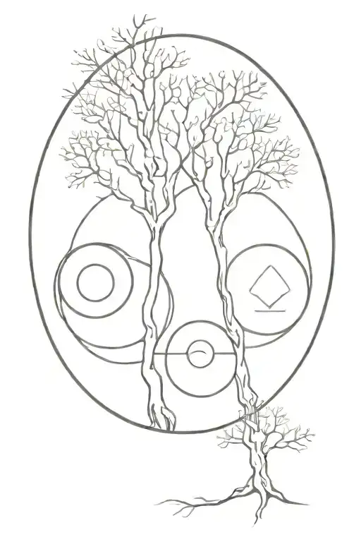 Tree With Three Geometric Circles Overlapping