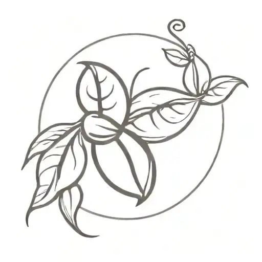 A Minimalist Coffee Bean With A Sun Symbol Integrated Into The Design