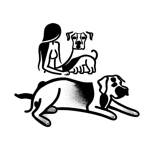 Husband And Wife Lying In Bed With Their Dog At The Foot Of The Bed