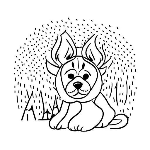 A Silhouette Of A Dog Surrounded By A Forest Landscape