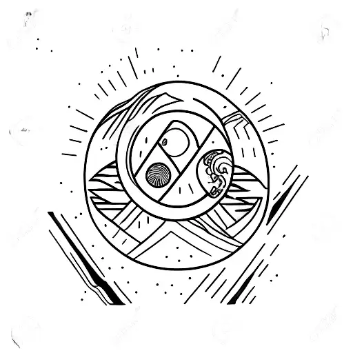 Japan Style Blood Moon With Black And Red Tattoo