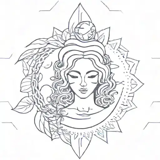 Mother Gaia Holding Earth With Nature Around Her
