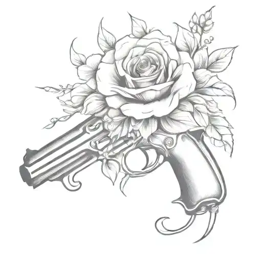 A Flower Bouquet With A Shot Gun In The Middle