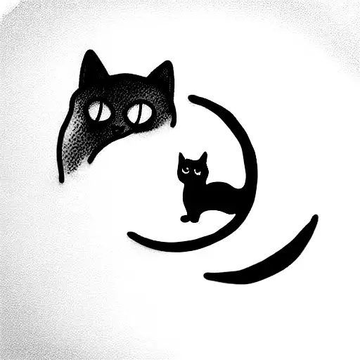 Moon And A Black Cat