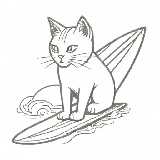 Cat And Surf Board