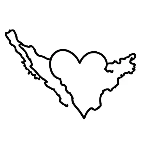 Outline Of Mexico With A Heart Where Monterrey Is Located In The Country