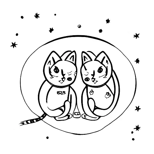 Two Cats Kissing Under The Moon