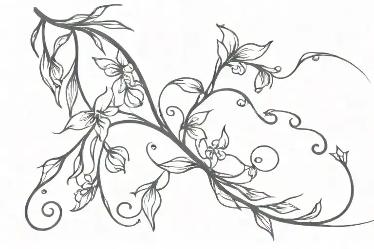 Vine Like Bluebells With Music Notes Around It