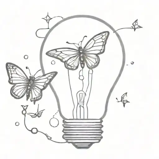 Broken Lightbulb With Glass Pieces Falling Down And A Butterfly Emerging From The Lightbulb