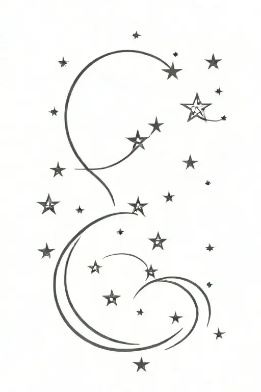 Stars In A Line With Cresent Moon With Stars Again