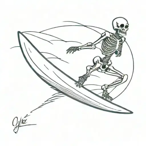 A Skeleton Surfing The Sea
