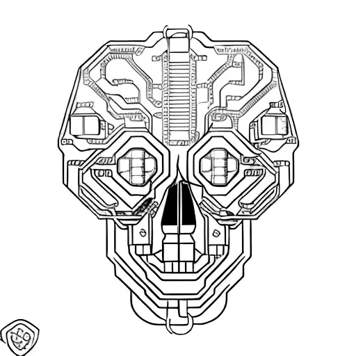 A Heavy Metal Skull With Circuitry And Computer Code Flowing Through It