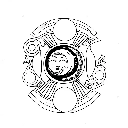 Sun And Moon Yin Yang With 3 Stars