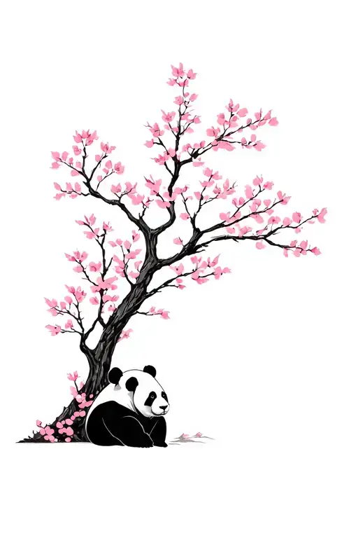 Panda Amongst Cherry Blossum Trees