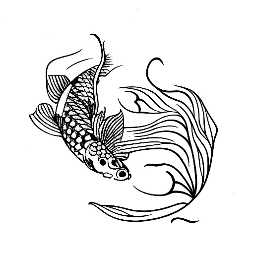 2 Swimming Koi Fish And Cherry Blossom Flowers