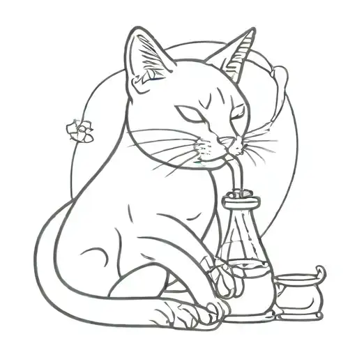 Cat Smoking From A Bong