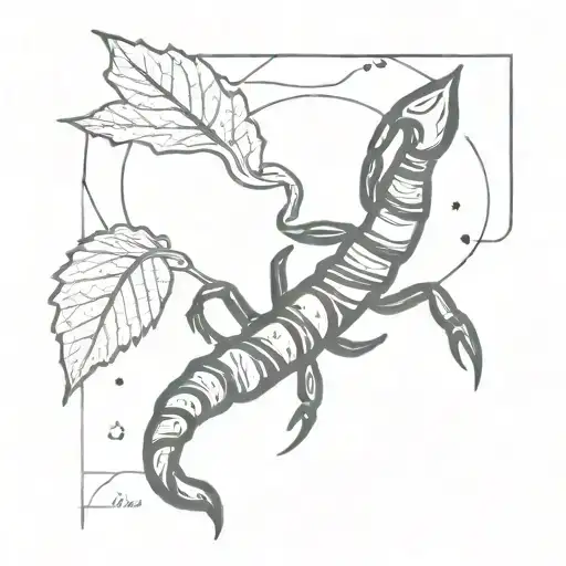 Scorpion And A Leaf Inside A Galaxy Filled With Planets