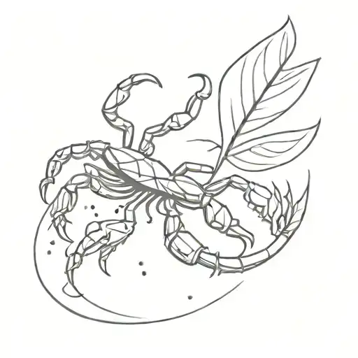 Space Theme With A Scorpion Intertwined And A Leaf Added