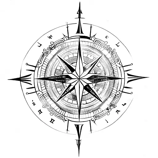 An Intricately Designed Compass With Nautical Elements