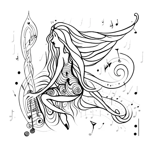 A Fairy With Musical Notes Flowing Out Of Their Hands