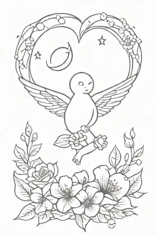 Moon Heart Cupid Flower