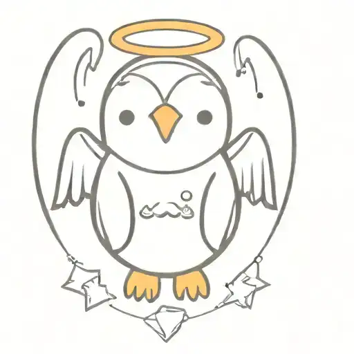 Cute Penguin With Angel Wings And Halo