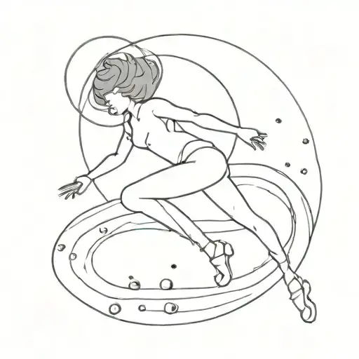 Girl Dancing On Saturn Planet