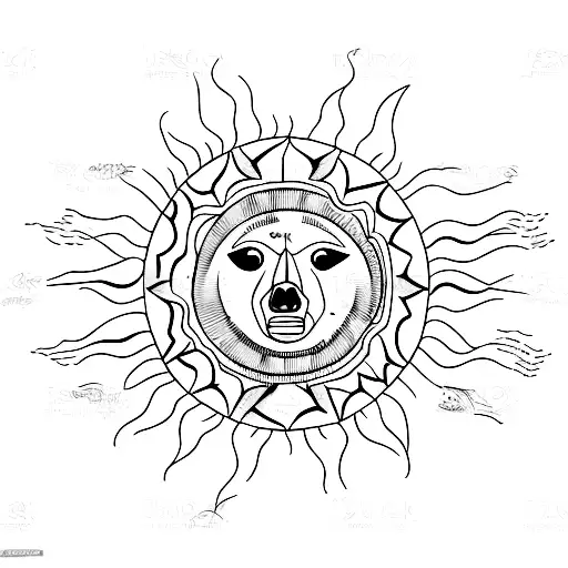 Sun With Bear Body Outline Inside