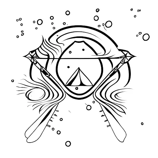 Wispy Arrow Made Out Of A Semicolon With Water Collors And Buterfly