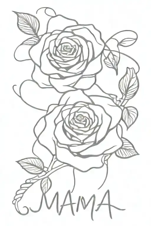 Straight Line And Entangled Roses With The Word Mama Written