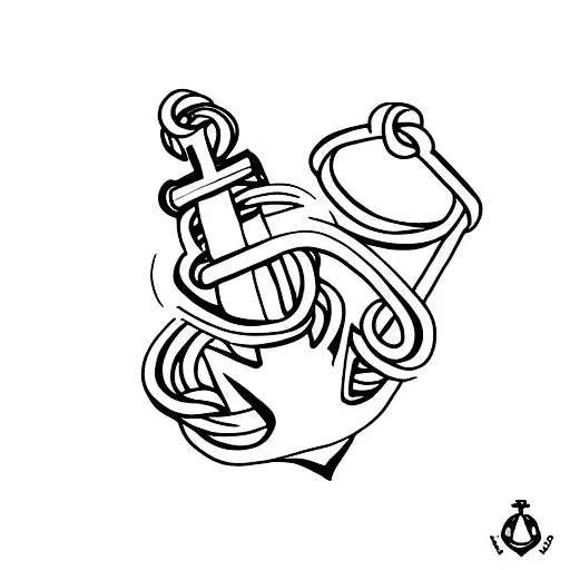 A Minimalistic Anchor With A Rope Intertwined