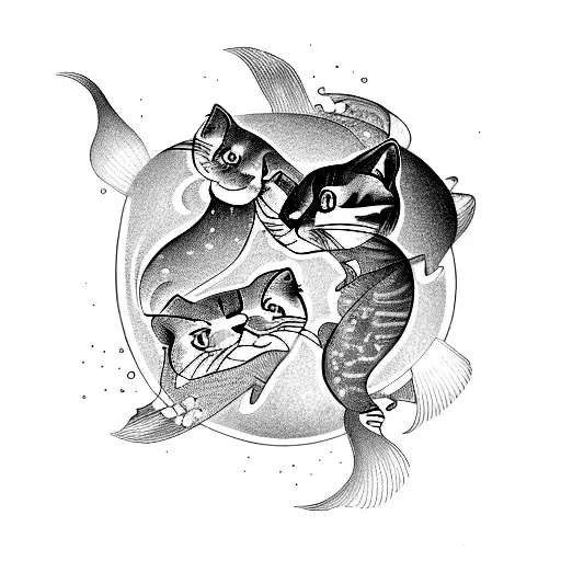 Prsian Cat Face In Mandala Lotus