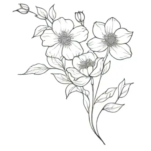 March And November Birth Flowers Intertwined Fine Line